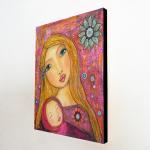 Large Wood Block Print Sweet Lullaby Mother Baby..