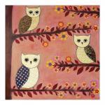 Small Art Block Print Three Wise Owls